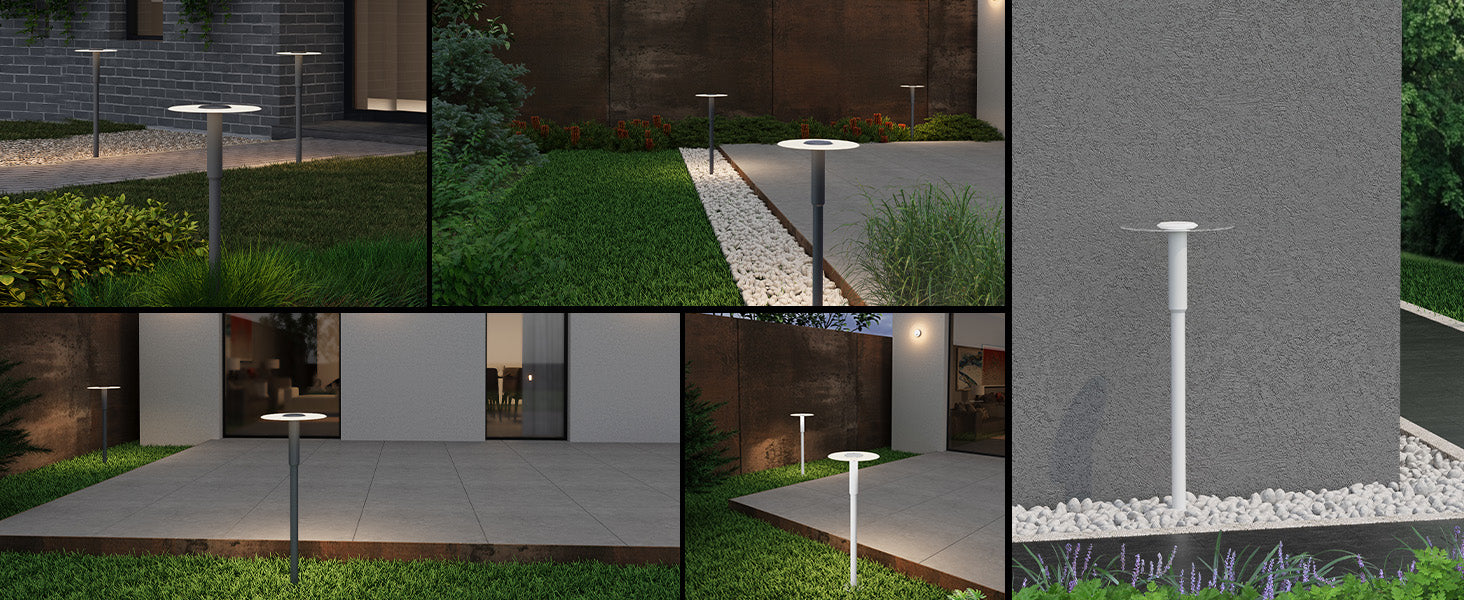 Glasvilla StellaeLights Lámpara exterior de camino IP65 ⌀300×804 mm | Lámpara de poste para jardín LED 6W 3000K luz cálida | Lámpara de pie exterior