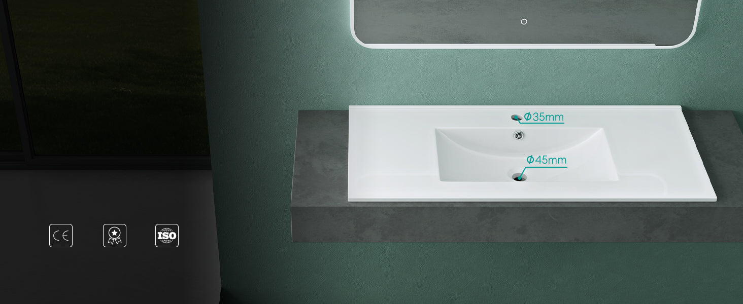 Lavabo de Encastre Glasvilla Brussel911 Cerámica Blanca con Recubrimiento Nano