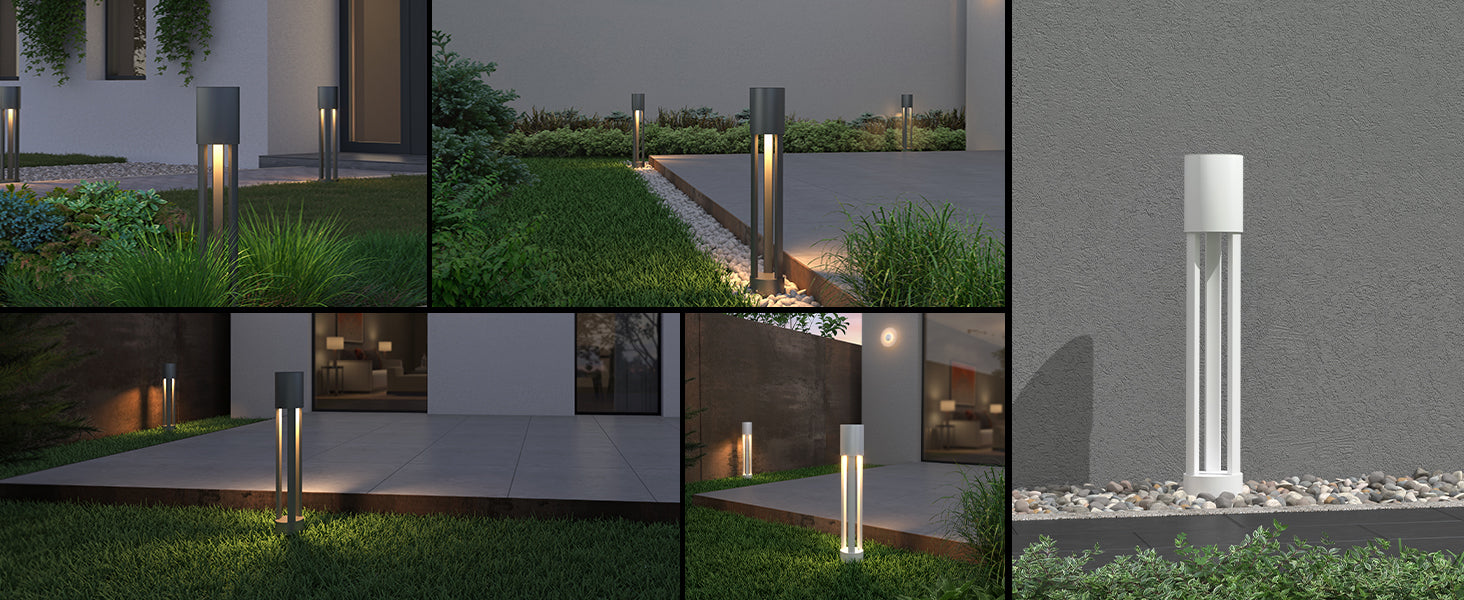 Glasvilla NeoForge Lámpara exterior de camino IP65 ⌀120×700 mm | Lámpara de poste para jardín LED 10W 3000K luz cálida | Lámpara de pie exterior