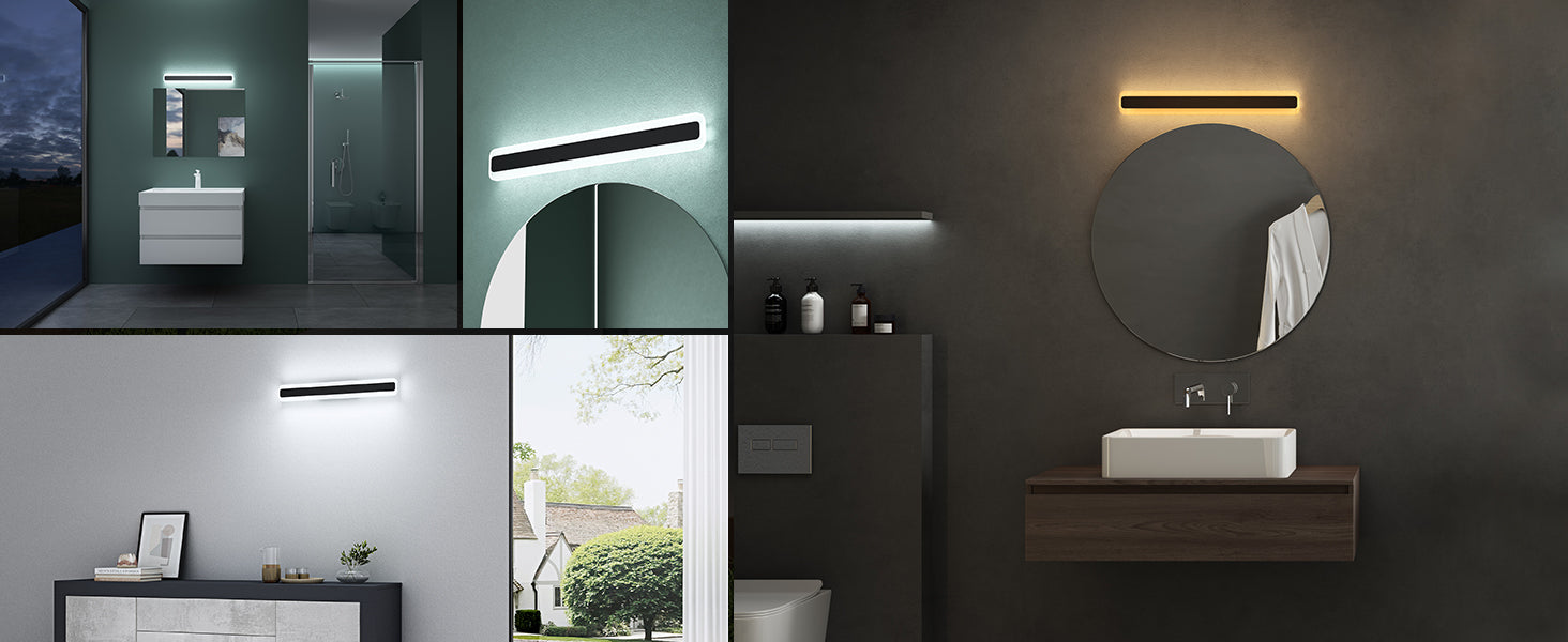 glasvilla Spiegelleuchte LED Badlampe | Spiegellampe, 3000K-6000K Badezimmer Lampe | 3 Farben Dimmbar Schminkleuchte 14W LumaRay