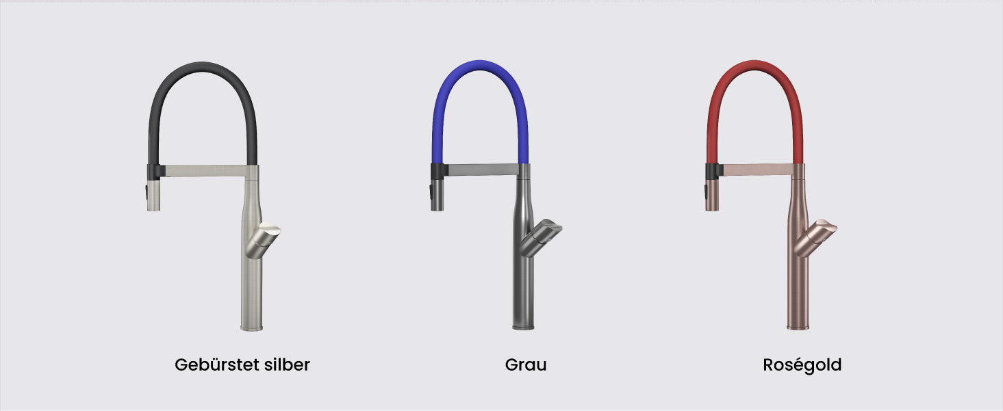 glasvilla Küchenarmatur Spültischarmatur aus Edelstahl, Küchenwasserhahn mit Einhebelmischer und magnetischer Geschirrbrause, 360° Schwenkbar Turnix-01