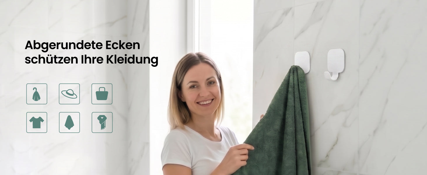 glasvilla Kleiderhaken 4 Stück, Garderobenhaken ohne bohren aus Aluminiumlegierung, Wandhaken  Stalo-15