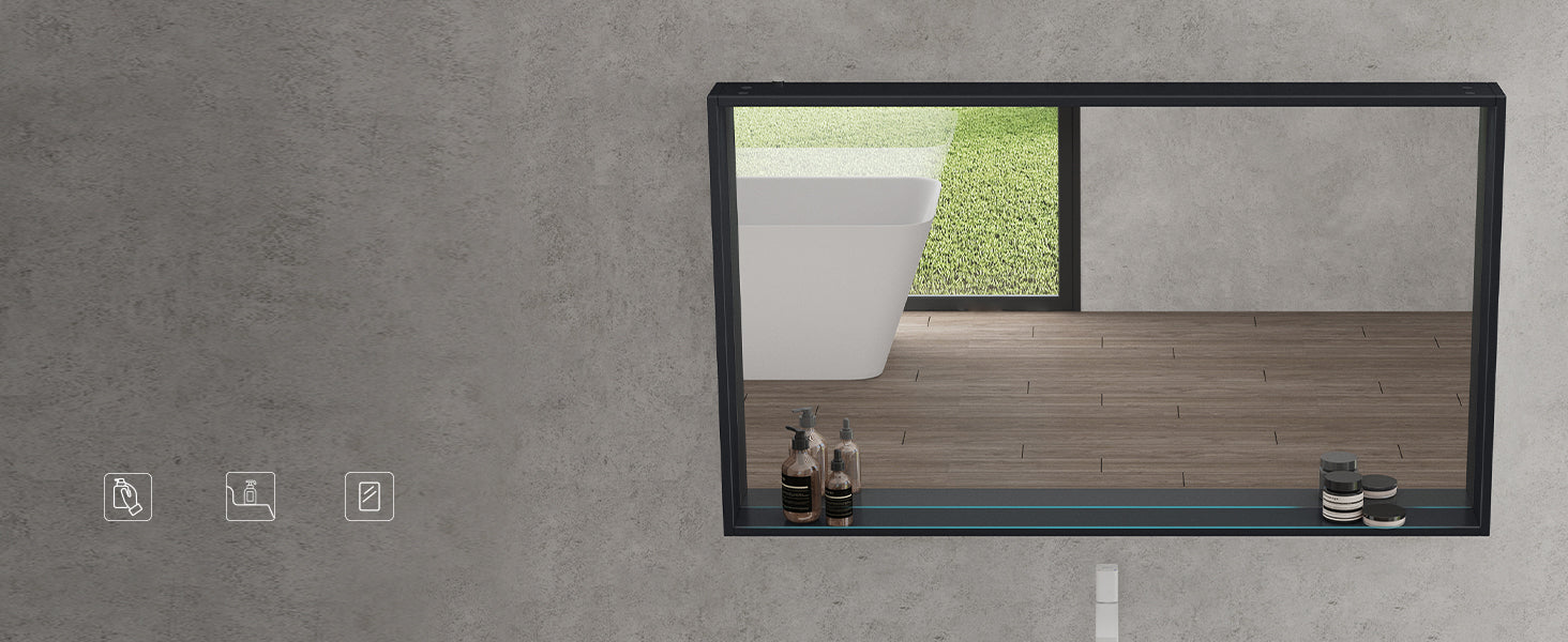 Glasvilla Armario espejo de baño con iluminación integrada, diseño moderno (70 cm)