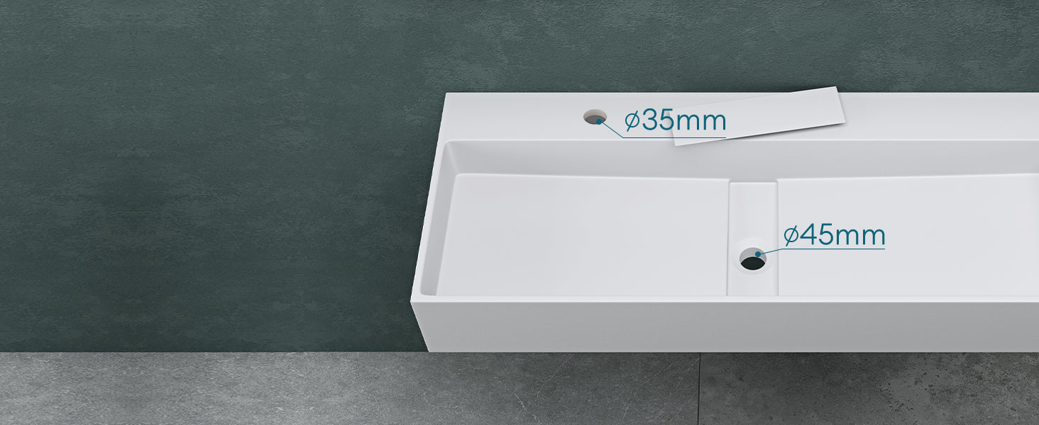 glasvilla Lavabo da Appoggio da Marmo Fuso Lavabo Bagno Sospeso Lavandino Bagno con Foro per la Rubinetteria Col6028