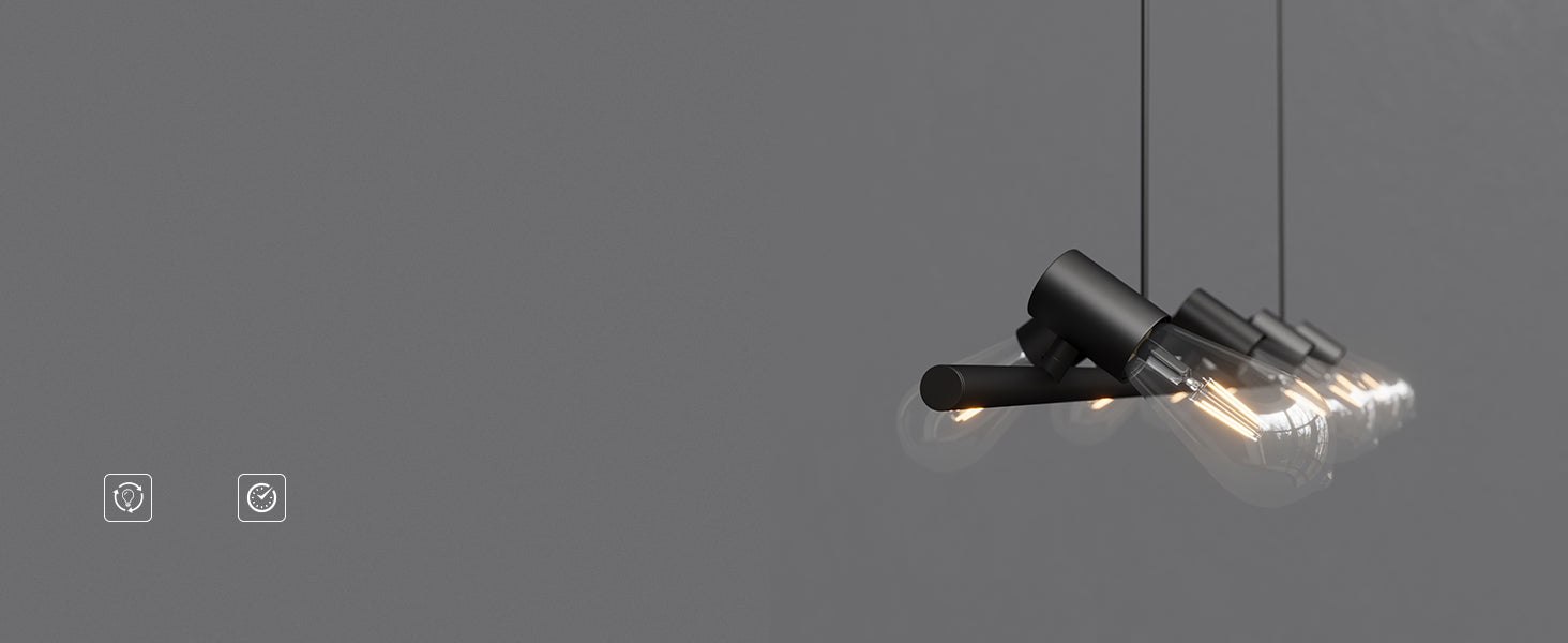 Glasvilla Design – Lámpara colgante LED negra 120 cm con 8 luces E27, cable ajustable (4000K)