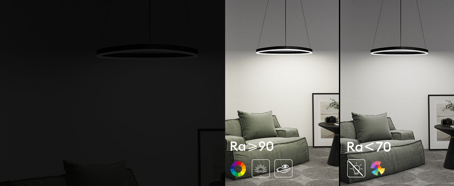 Glasvilla Design – Lámpara colgante LED 50 cm con diseño ondulado, regulable 3000K–6000K (16W)