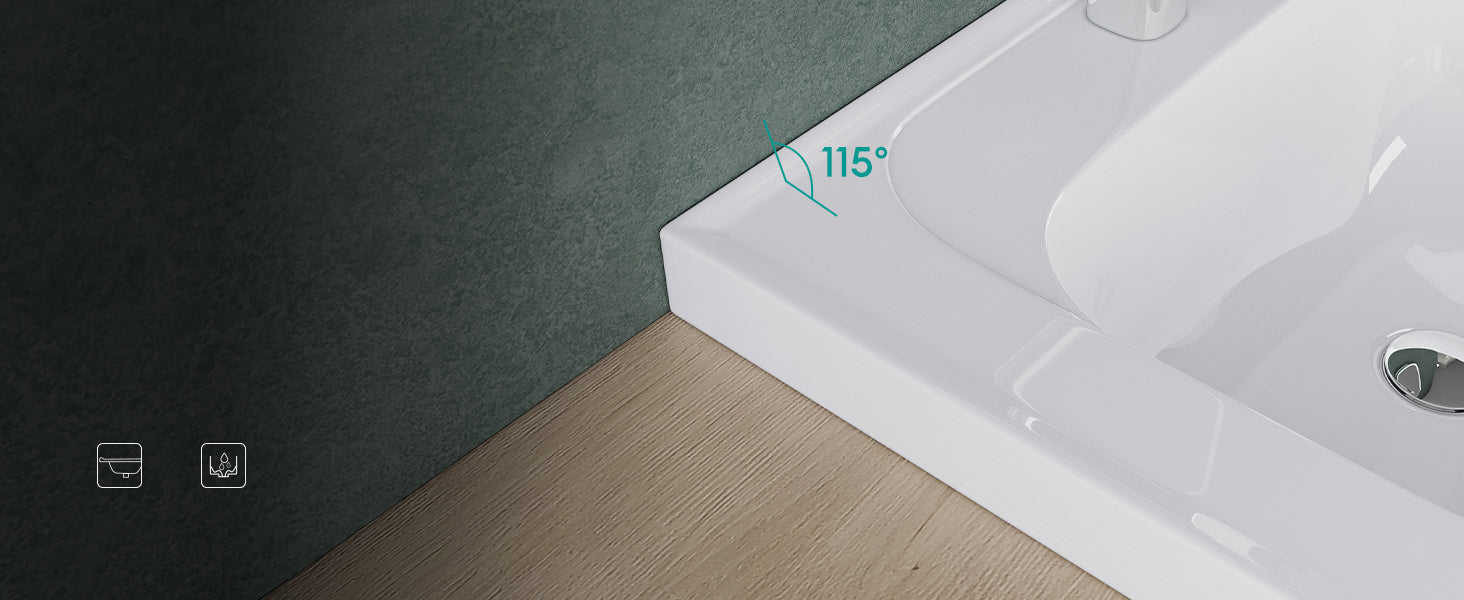 glasvilla Lavabo da Incasso da Marmo fuso Lavabo Bagno Sospeso Lavandino Bagno Rettangolare Bianco Col3601
