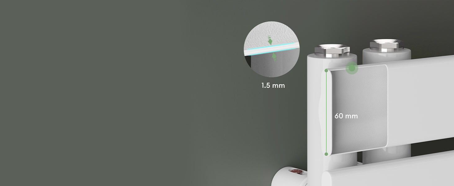 Radiador eléctrico de baño Glasvilla FN con Heizstab 02, Toallero calefactor de panel ancho