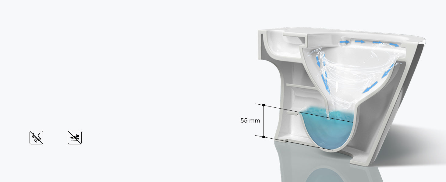 Glasvilla Design – Inodoro suspendido sin reborde Aachen601 con función bidé integrada y Soft-Close