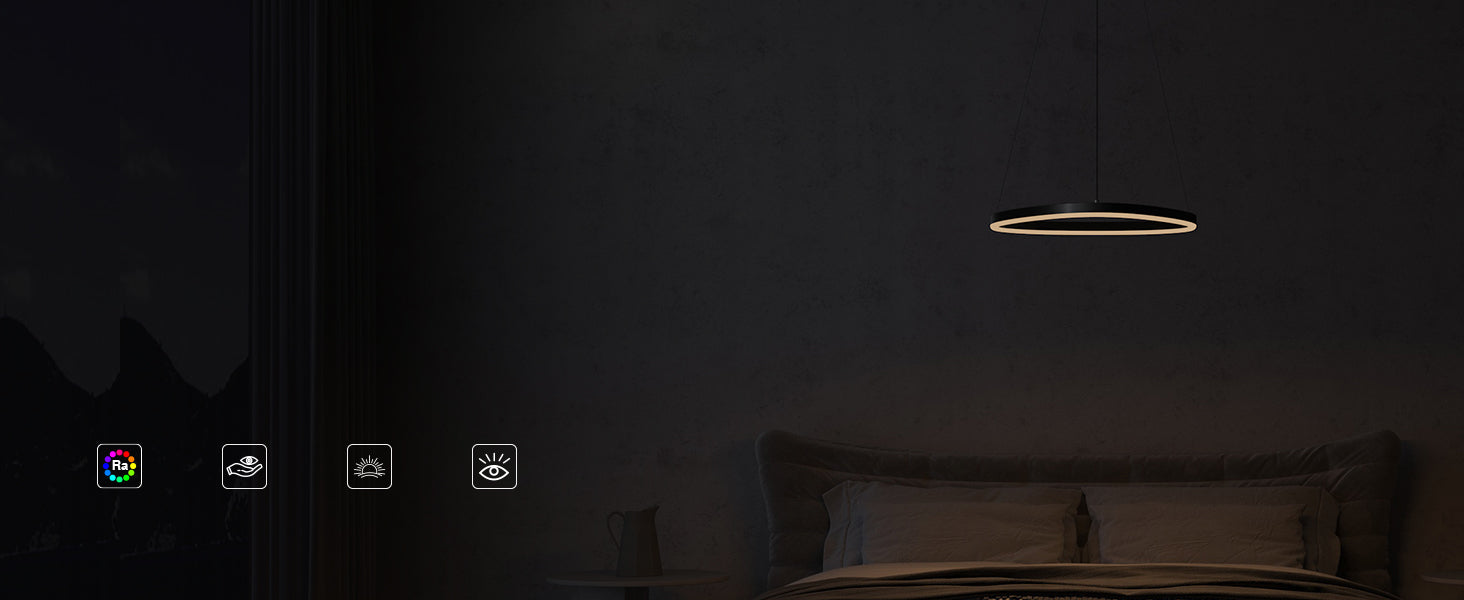 glasvilla Lampadario a Sospensione 16W, 50CM, Lampada da Soffitto a Sospensione 3000K/4000K/6000K con Cavo Regolabile per Camera da Letto e Soggiorno