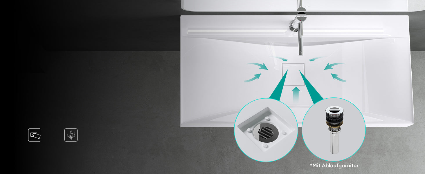 glasvilla Lavabo da Appoggio da Marmo fuso Lavabo Bagno Sospeso Lavandino Bagno Rettangolare Colossum810
