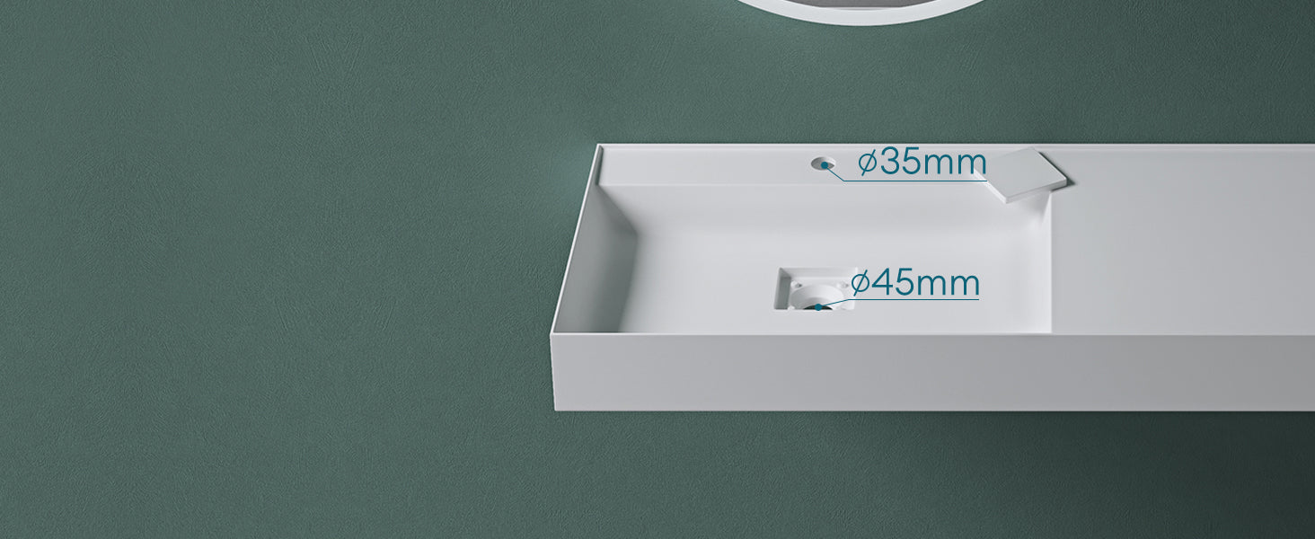 glasvilla Lavabo Bagno Sospeso da Marmo Fuso Lavandino Bagno a Parete Lavabo Rettangolare Colossum630