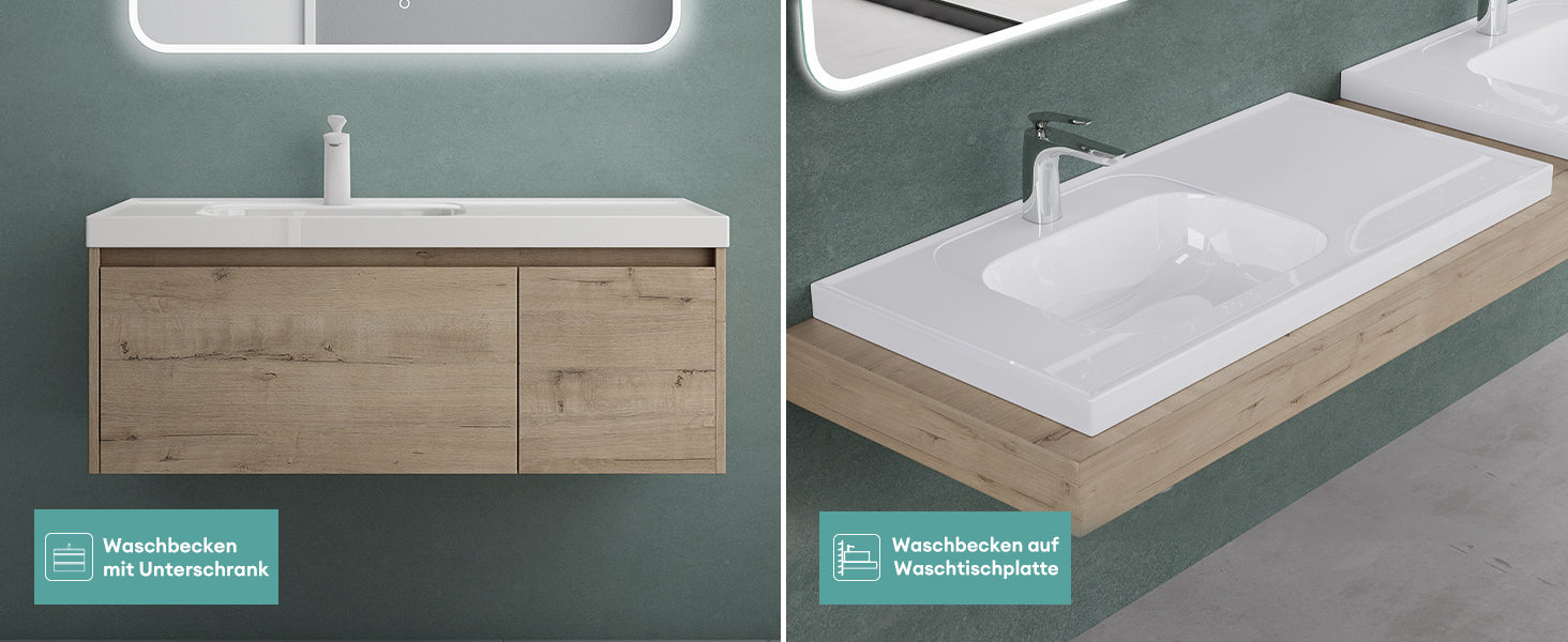 glasvilla Lavabo da Incasso da Marmo fuso Lavabo Bagno Sospeso Lavandino Bagno Rettangolare Bianco Col3601