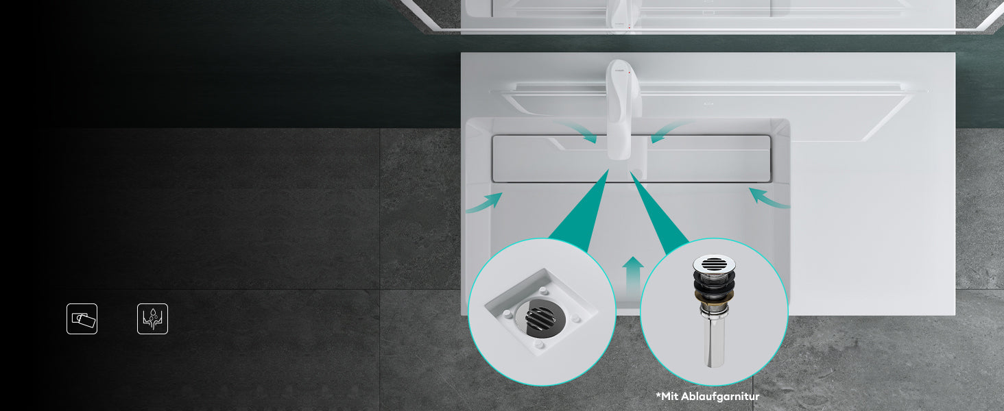 glasvilla Lavabo da Appoggio Lavandino Bagno Sospeso da Marmo Fuso Col12