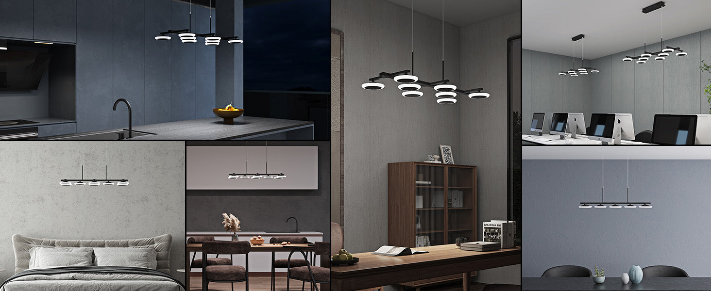 Glasvilla Design – Lámpara colgante LED 72 cm negro mate, regulable con mando 3000K–6000K (32W)