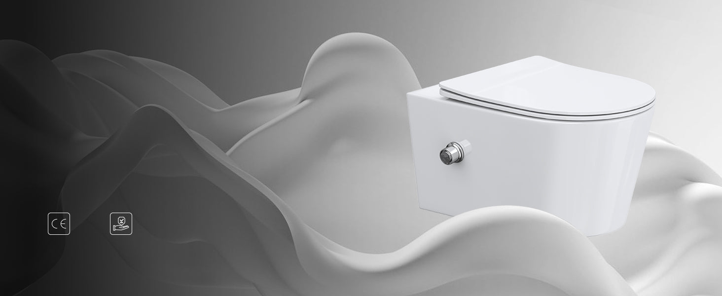 Glasvilla Design – Inodoro suspendido sin reborde Aachen601 con función bidé integrada y Soft-Close