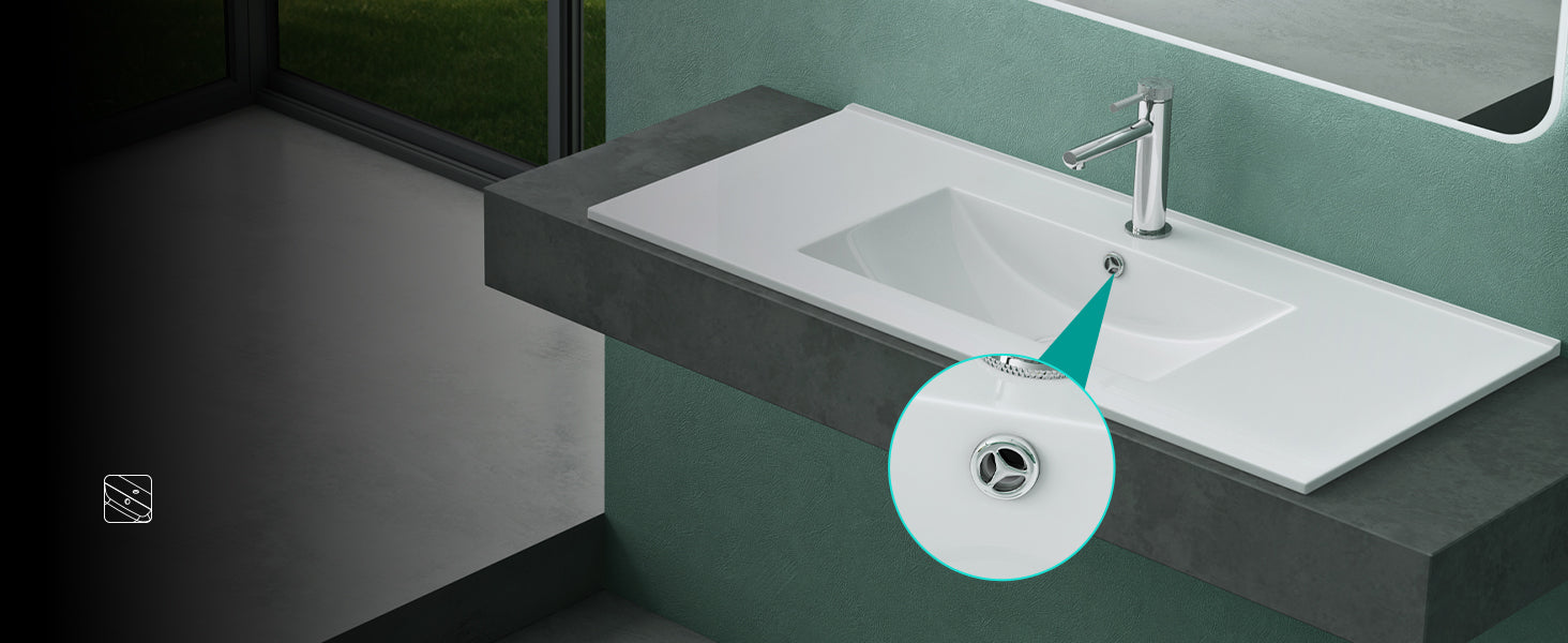 Lavabo de Encastre Glasvilla Brussel911 Cerámica Blanca con Recubrimiento Nano