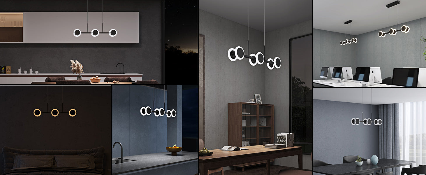 Glasvilla Design – Lámpara colgante LED 70 cm negra mate, regulable con mando a distancia 3000K–6000K (24W)