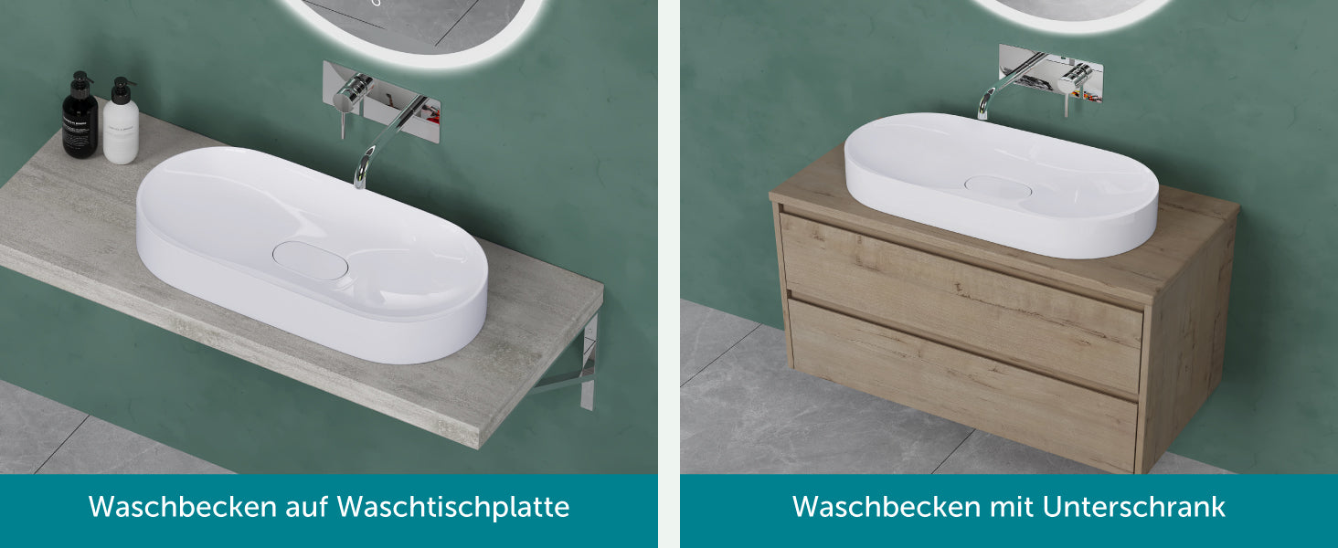 glasvilla Lavabo da Appoggio da Marmo fuso Lavandino Bagno con Rivestimento Nano Colossum826