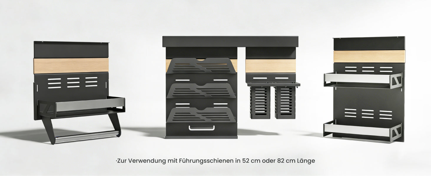glasvilla -Stöckiges Gewürzregal Küche mit Handyhalter und Utensilientöpfe inkl. 5 Haken, Multifunktional Küchenregal abnehmbar mit Schiene , Küchen Organizer Reglo-09-12