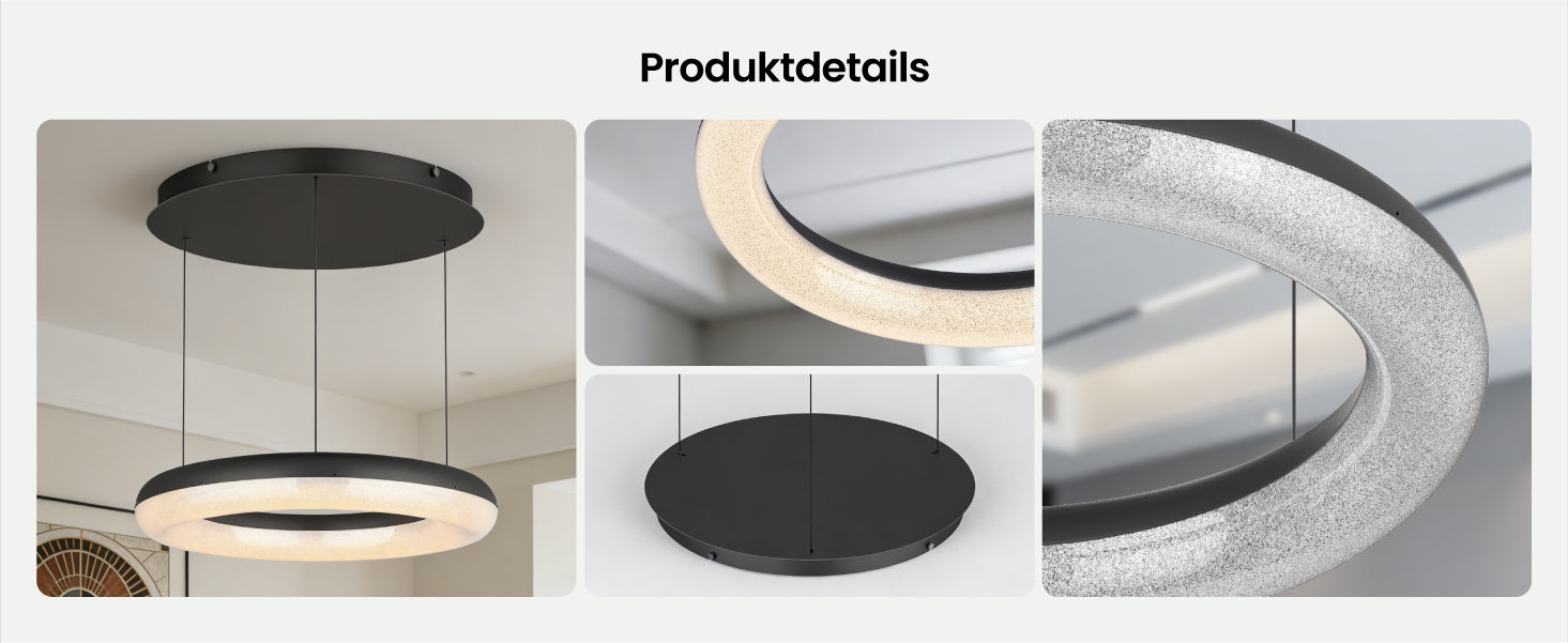glasvilla Pendelleuchte Esstisch,  LED Moderne Hängelampe, stufenlos dimmbar 3000K–6000K, höhenverstellbare Design  Esstischlampe mit Fernbedienung & Wandschalter, Luvina03