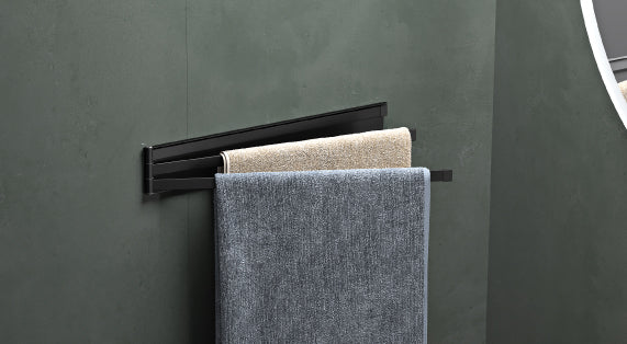 glasvilla Porte-serviettes sans perçage, orientable à 180° avec 3 bras, barre porte-serviettes autocollante ou magnétique, porte-serviettes de bain pour salle de bain et cuisine Folda-02