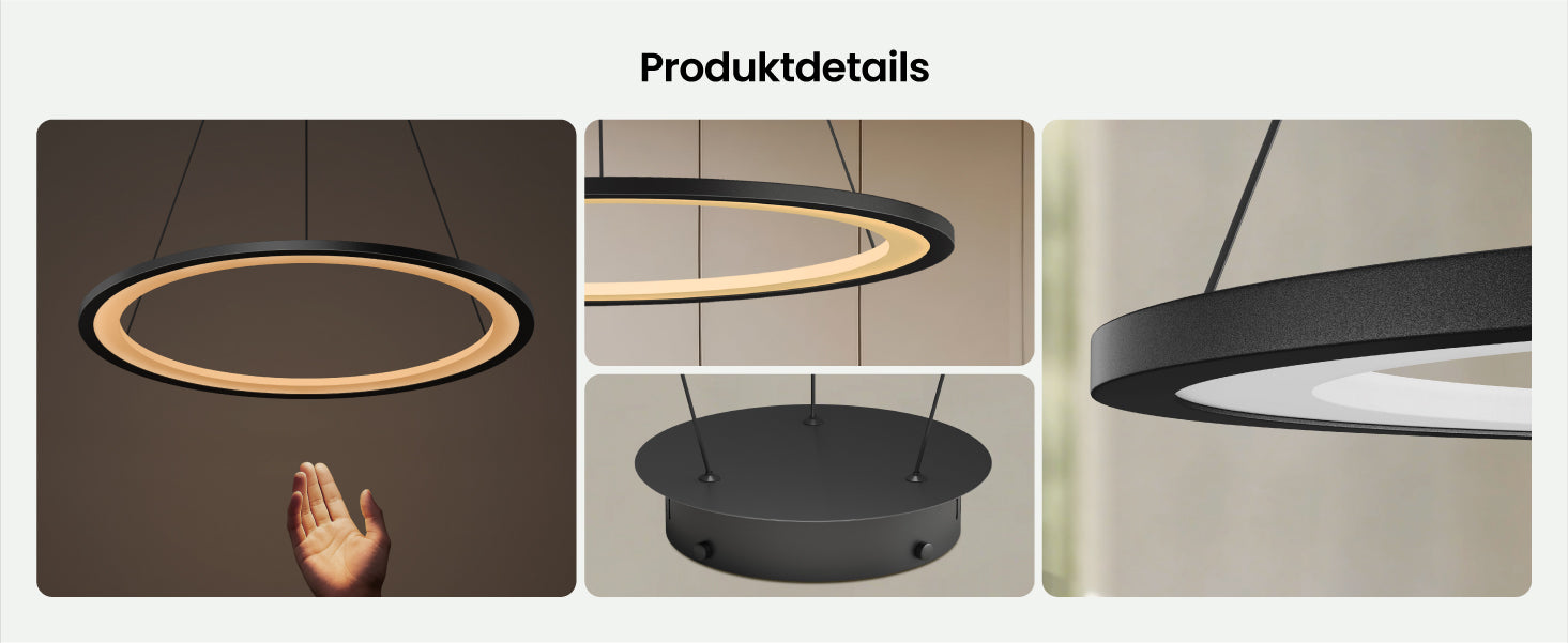 glasvilla Lampadario a Sospensione, Lampada 3000-6000K con Filo 110 CM, Altezza Regolabile, Lampada da Soffitto a Sospensione per Camera da Letto e Soggiorno, Luvina01