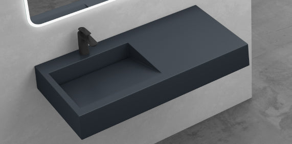 glasvilla Lavabo da Appoggio da Marmo Fuso Lavabo Bagno Sospeso Lavandino Bagno Rettangolare Col11
