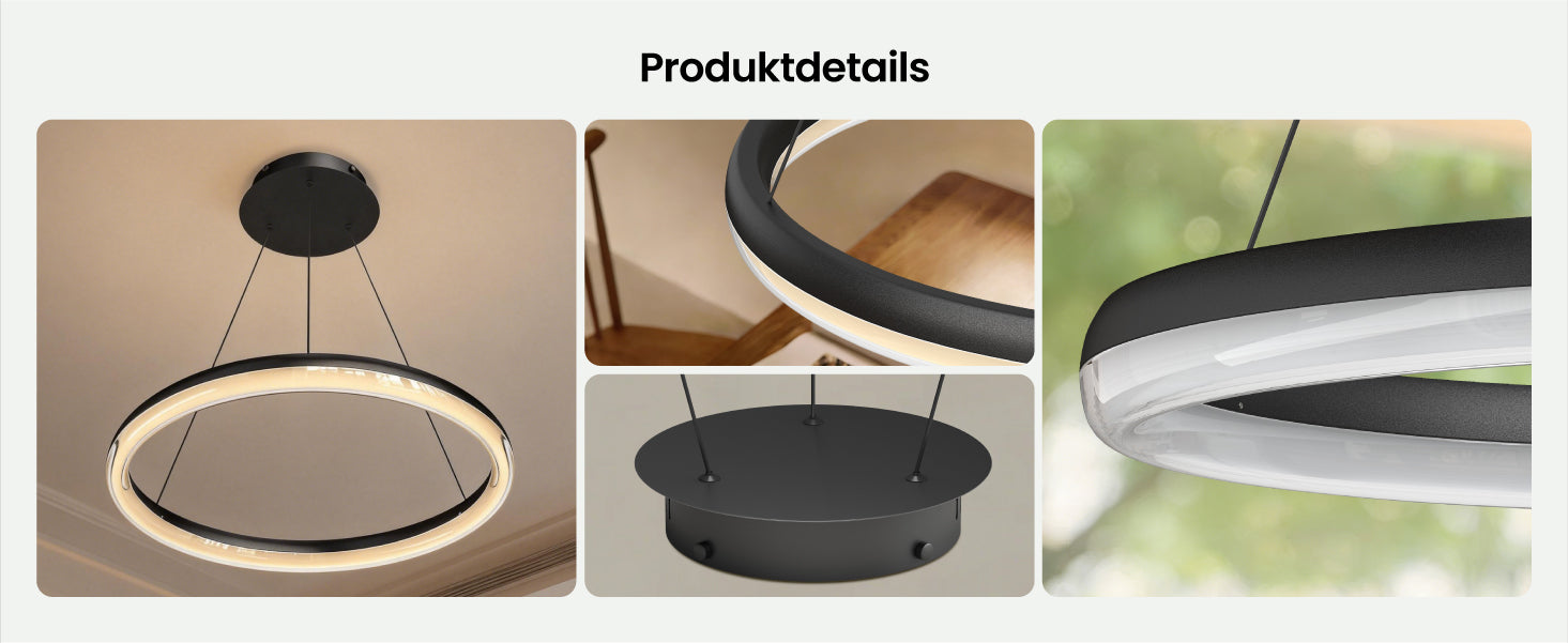 glasvilla Mai & Mai Pendelleuchte Esstisch, LED Moderne Hängelampe, stufenlos dimmbar 3000K–6000K, höhenverstellbare Design Esstischlampe mit Fernbedienung & Wandschalter, Luvina05