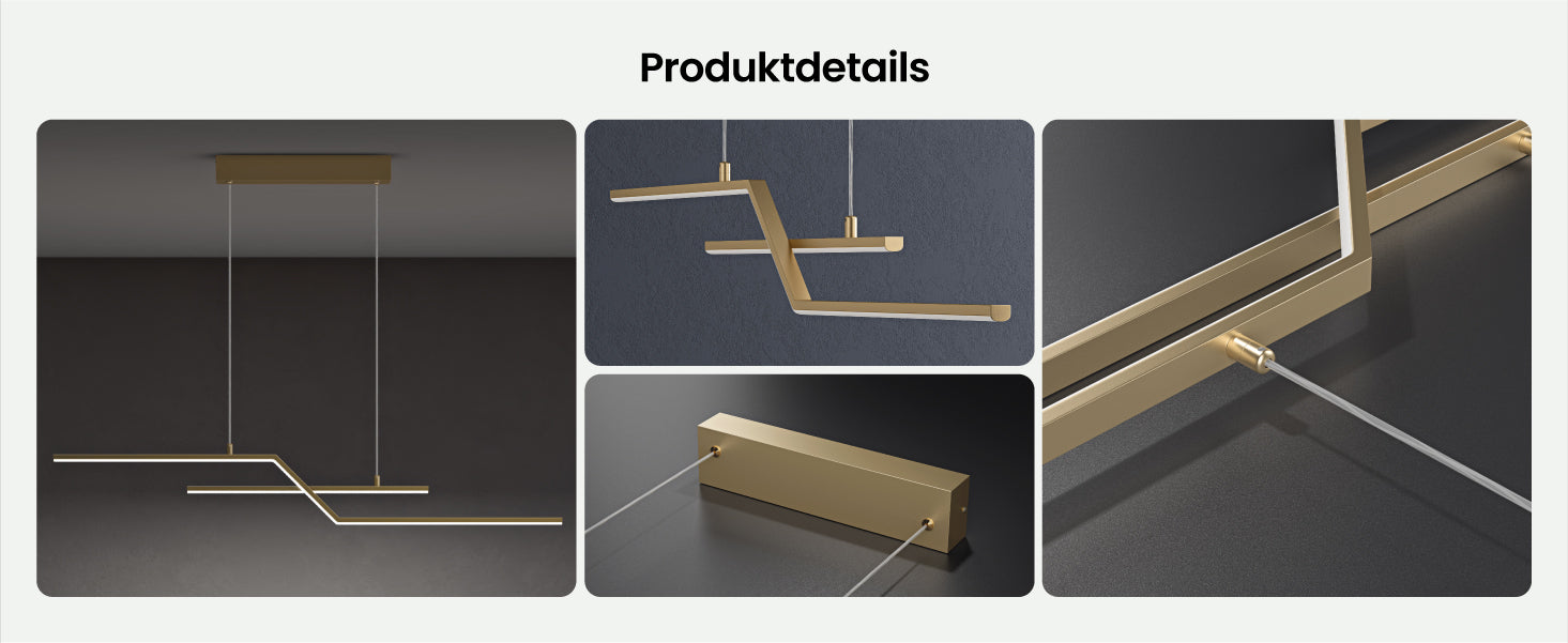 Glasvilla Design – Lámpara colgante LED lineal 105 cm, 3 temperaturas de color 3000K–6000K (18W)