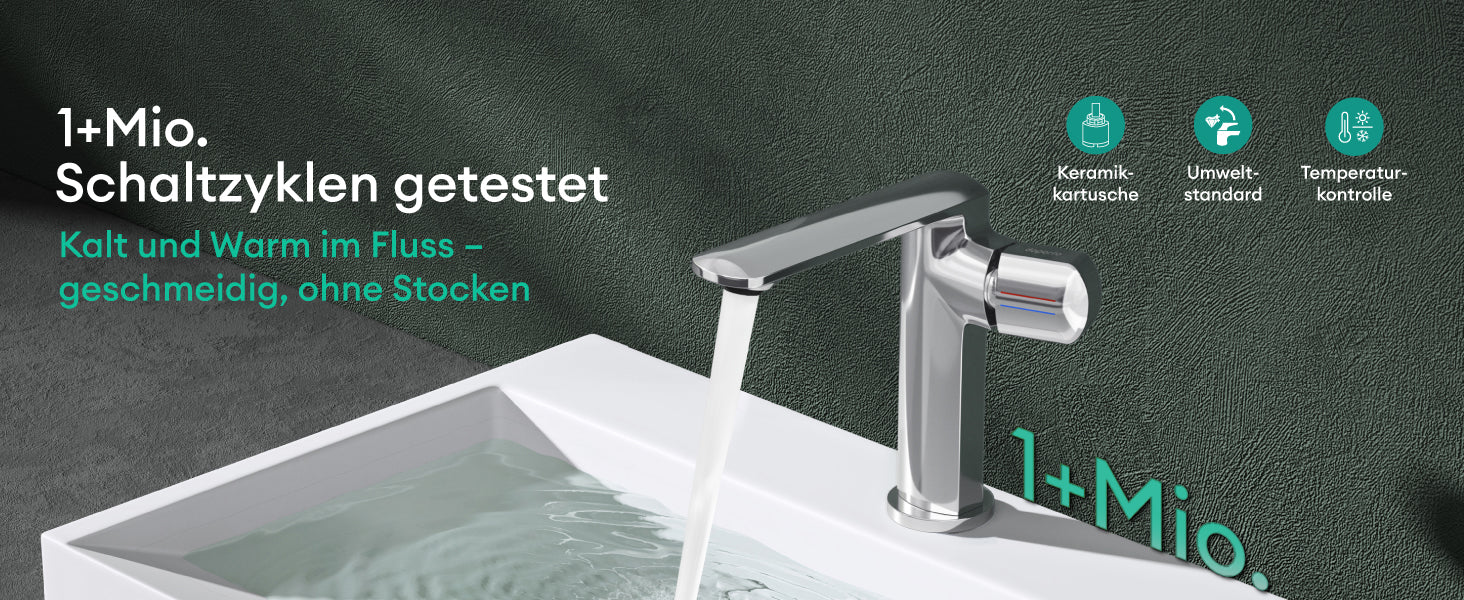 Glasvilla Grifería Monomando para Lavabo | Diseño Moderno | Latón de Alta Calidad | Instalación DIN
