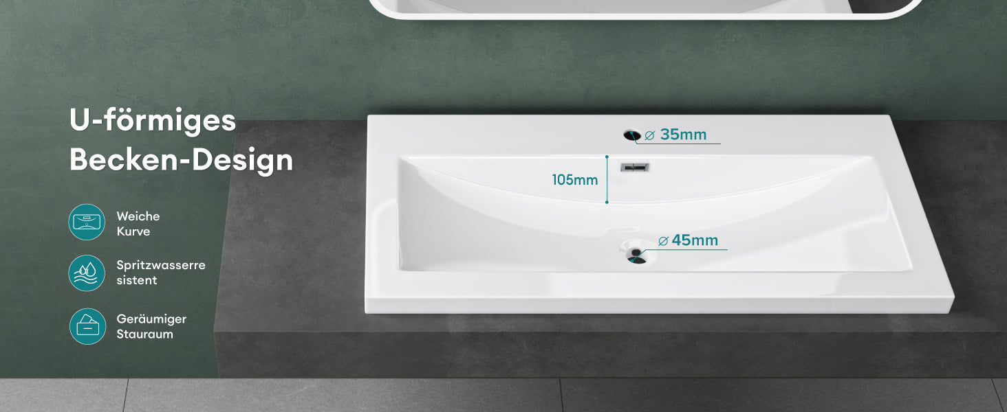 glasvilla Lavabo Incasso da Marmo fuso Lavabo Sottopiano Rettangolare Lavandino Bagno con 1 Foro per Rubinetto e Troppopieno Col01