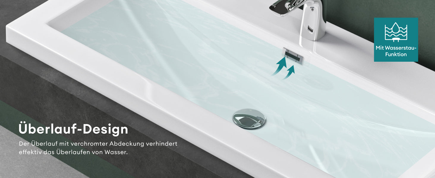 glasvilla Lavabo Incasso da Marmo fuso Lavabo Sottopiano Rettangolare Lavandino Bagno con 1 Foro per Rubinetto e Troppopieno Col01