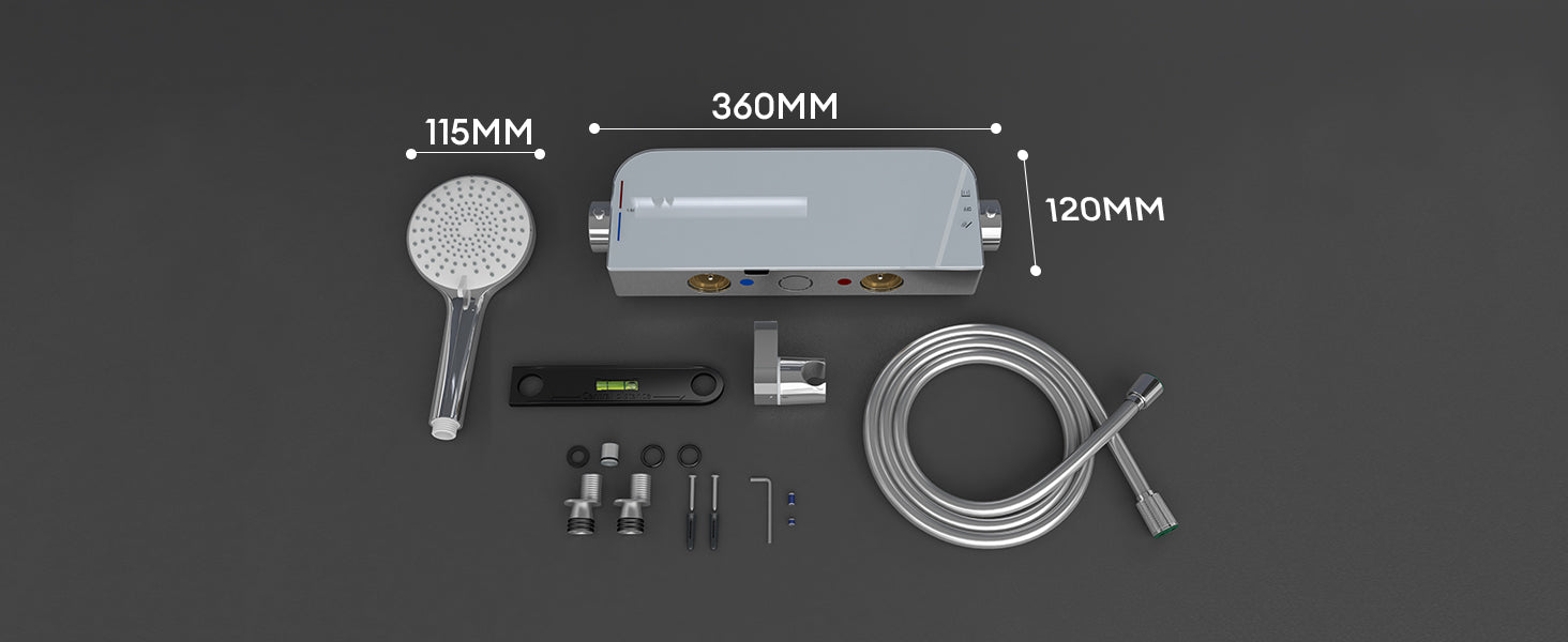 glasvilla Soffione Doccia con 4 Modalità, Doccino per Doccia in Ottone con Tubo Flessibile da 1.5m, Telefono Doccia Universale Facile da Installare Duschsystem8