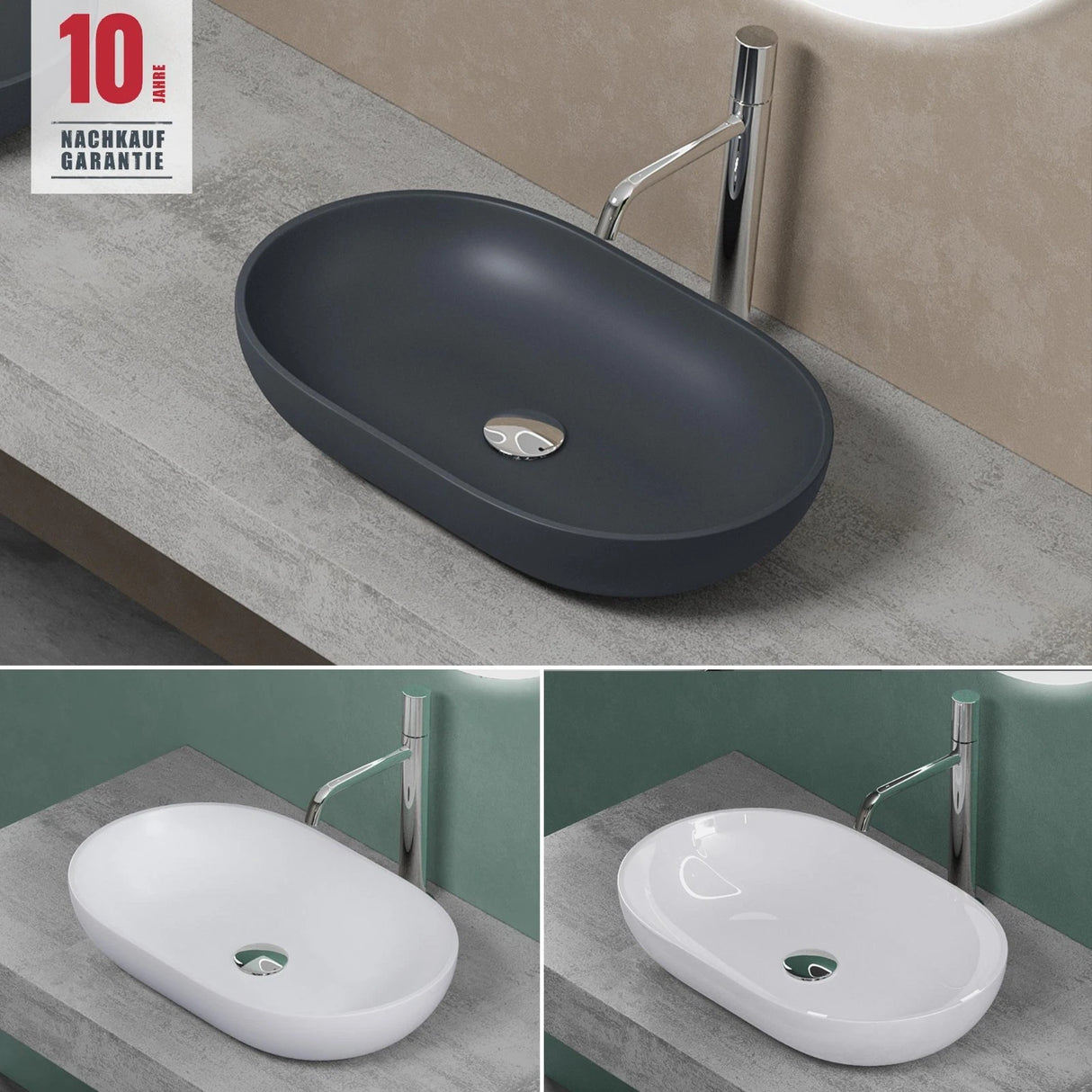 Lavabo Glasvilla, lavabo à poser en fonte minérale, vasque Col808