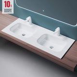 Lavabo Glasvilla, lavabo encastré, lavabo en fonte minérale, meuble-lavabo, grand espace de rangement, rectangulaire Col04