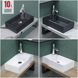 glasvilla Lavabo de invitados WC Lavabo de encimera con orificio para grifo 46x26x11cm Mineralguss Cuadrado Pequeño Cuenco de lavabo Espacio de lavabo Col101