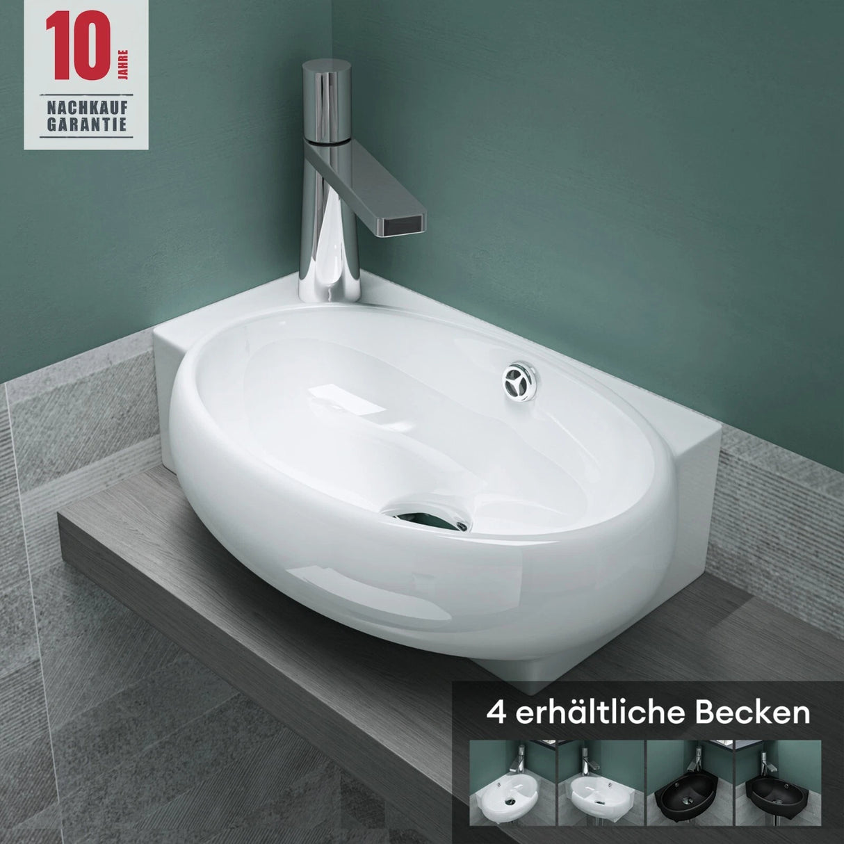 glasvilla Lavabo de invitados WC Lavabo de cerámica con NANO, BTH: 42x28x15cm, Brüssel001