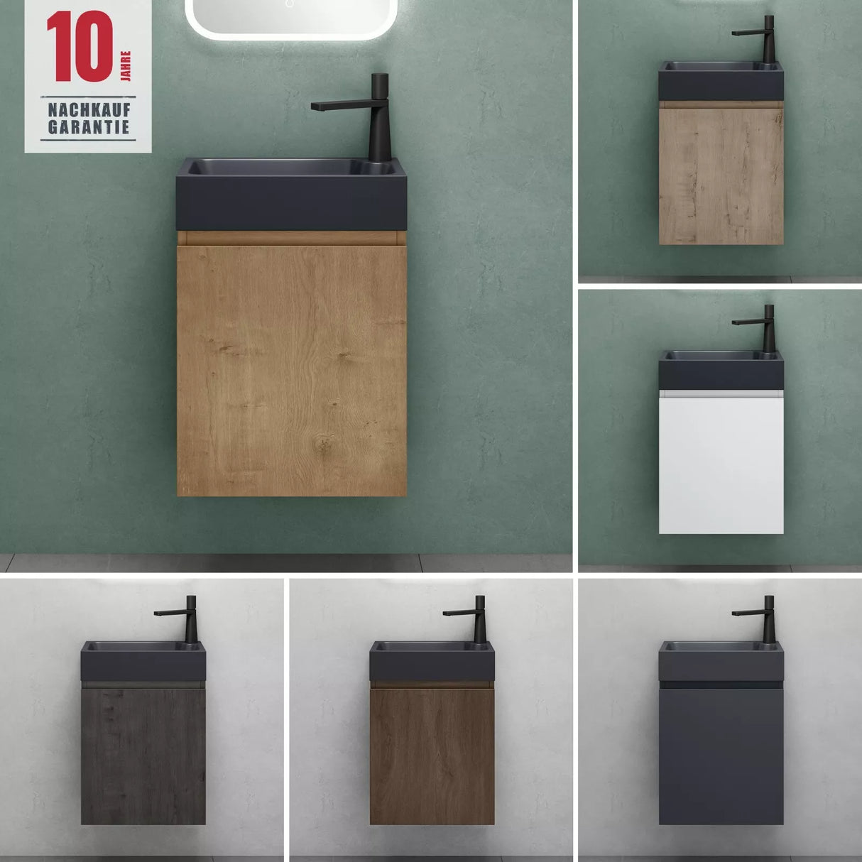 glasvilla Badmöbelset Badezimmermöbel bestehend aus Waschbecken in Anthrazit Matt und Waschbeckenunterschrank BTH: 46x26x63cm Pisa02