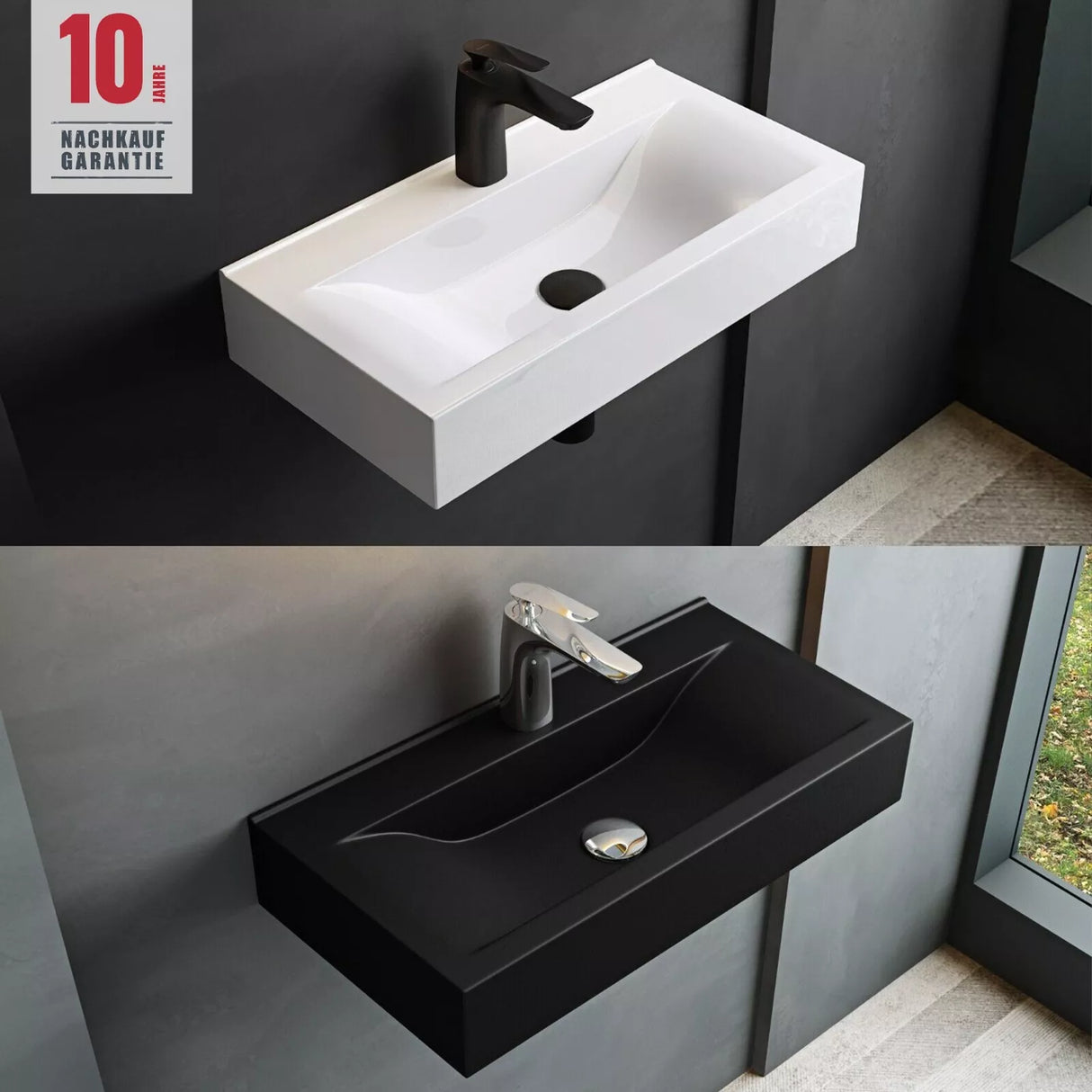 glasvilla Lavabo da Appoggio 60x31x10cm in Ceramica Lavabo Bagno Sospeso Lavandino Bagno da Appoggio con Nano Rivestimento Rettangolare Brüssel118g