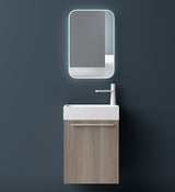 glasvilla Ensemble de Meubles de Salle de Bain Petit Meuble Sous-Vasque 46 cm Meuble Bas avec Vasque Blanche en Solid Surface pour WC Invités Pisa