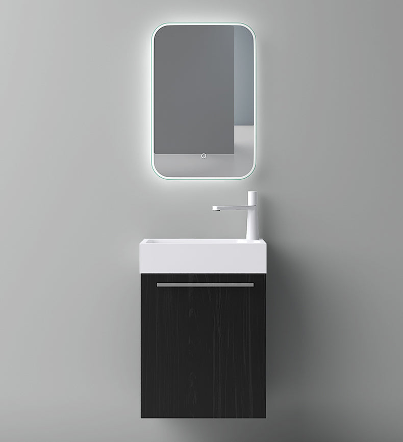 glasvilla Ensemble de Meubles de Salle de Bain Petit Meuble Sous-Vasque 46 cm Meuble Bas avec Vasque Blanche en Solid Surface pour WC Invités Pisa