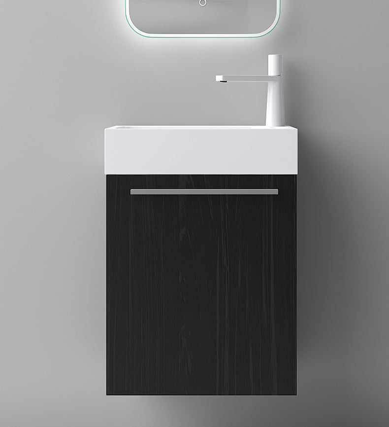 glasvilla Ensemble de Meubles de Salle de Bain Petit Meuble Sous-Vasque 46 cm Meuble Bas avec Vasque Blanche en Solid Surface pour WC Invités Pisa