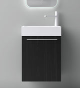 glasvilla Ensemble de Meubles de Salle de Bain Petit Meuble Sous-Vasque 46 cm Meuble Bas avec Vasque Blanche en Solid Surface pour WC Invités Pisa