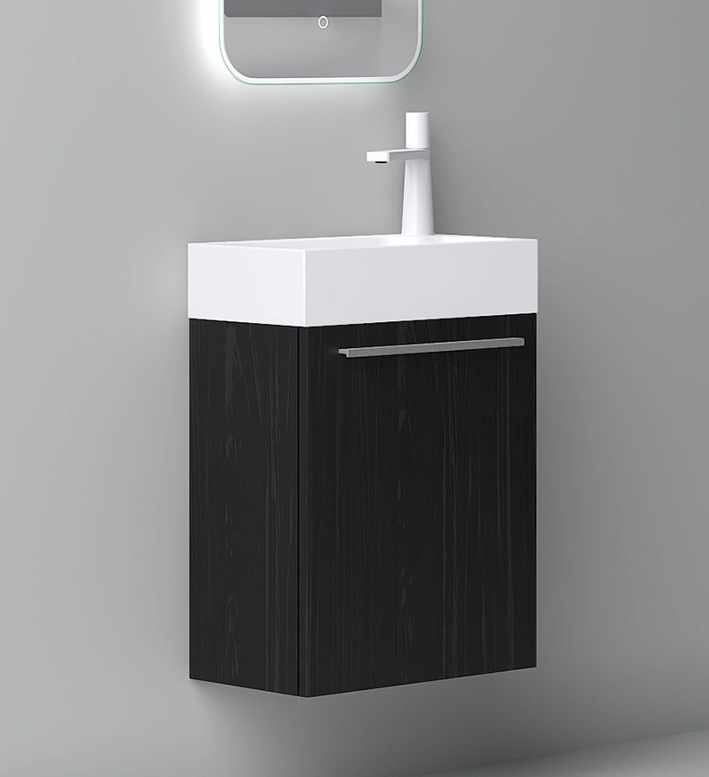 glasvilla Ensemble de Meubles de Salle de Bain Petit Meuble Sous-Vasque 46 cm Meuble Bas avec Vasque Blanche en Solid Surface pour WC Invités Pisa