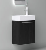 glasvilla Ensemble de Meubles de Salle de Bain Petit Meuble Sous-Vasque 46 cm Meuble Bas avec Vasque Blanche en Solid Surface pour WC Invités Pisa