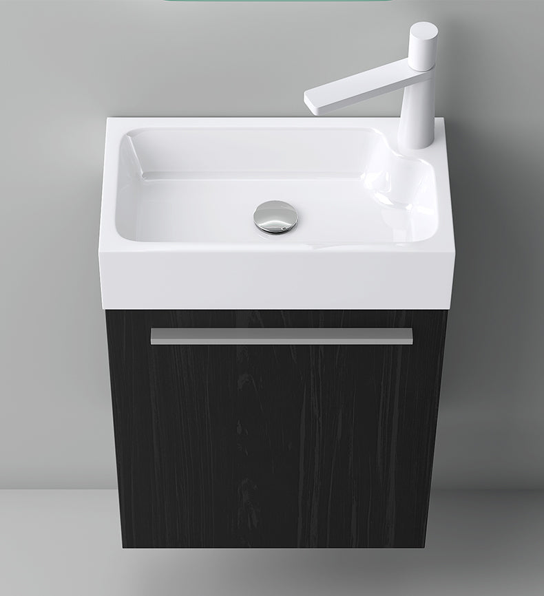 glasvilla Ensemble de Meubles de Salle de Bain Petit Meuble Sous-Vasque 46 cm Meuble Bas avec Vasque Blanche en Solid Surface pour WC Invités Pisa
