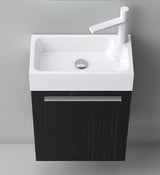 glasvilla Ensemble de Meubles de Salle de Bain Petit Meuble Sous-Vasque 46 cm Meuble Bas avec Vasque Blanche en Solid Surface pour WC Invités Pisa