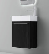 glasvilla Ensemble de Meubles de Salle de Bain Petit Meuble Sous-Vasque 46 cm Meuble Bas avec Vasque Blanche en Solid Surface pour WC Invités Pisa