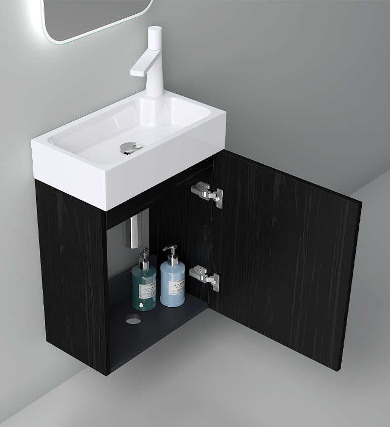 glasvilla Ensemble de Meubles de Salle de Bain Petit Meuble Sous-Vasque 46 cm Meuble Bas avec Vasque Blanche en Solid Surface pour WC Invités Pisa